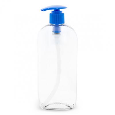 BOUTEILLE OVALE AVEC BOUCHON DISTRIBUTEUR BLEU