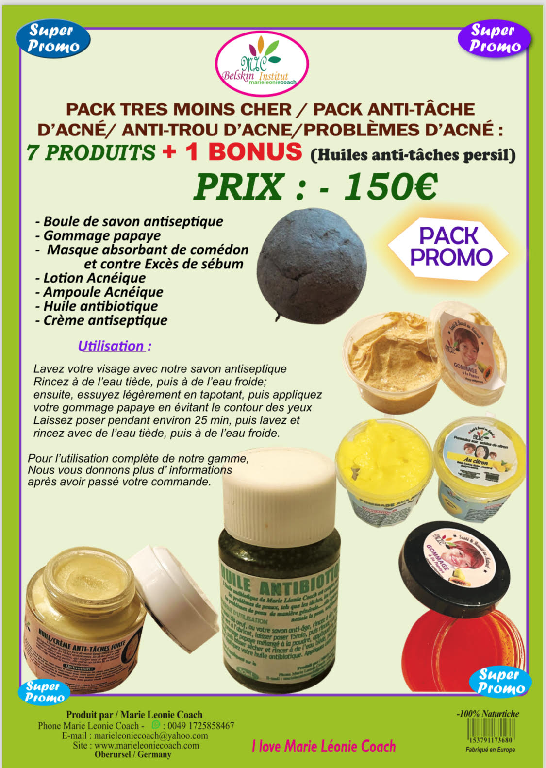 Pack très moins cher / pack anti-tâches d'anti-acné / anti-croûtes d'acné / problème d'acné