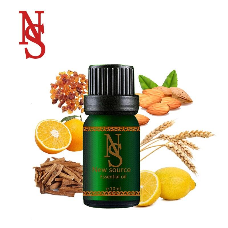 Mélange d'huiles essentielles d'encens, bois de santal, citron, orange, amande douce, germe de blé