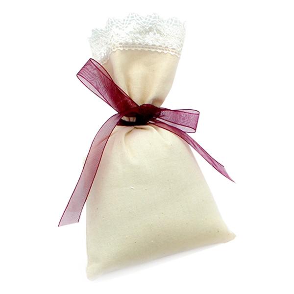 POCHETTES EN TOILE AVEC NŒUD EN DENTELLE ET ORGANZA